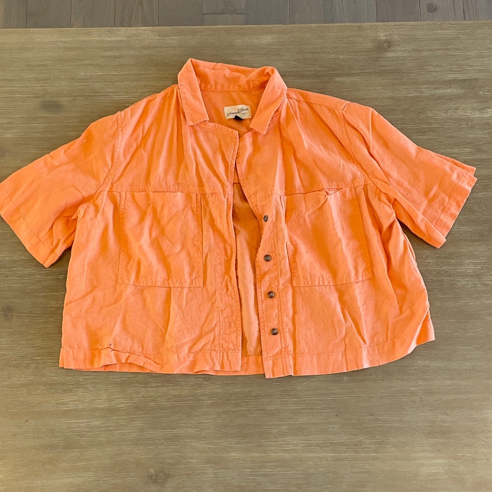 Target Universal Thread Orange Button Down Blouse